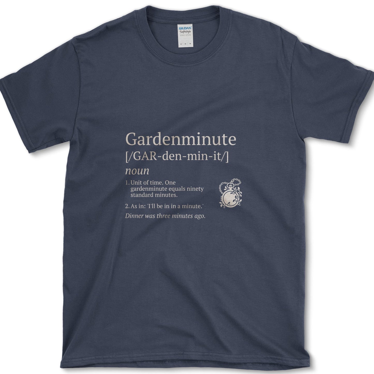 Gardenminute design featuring garden time artwork on a t-shirt