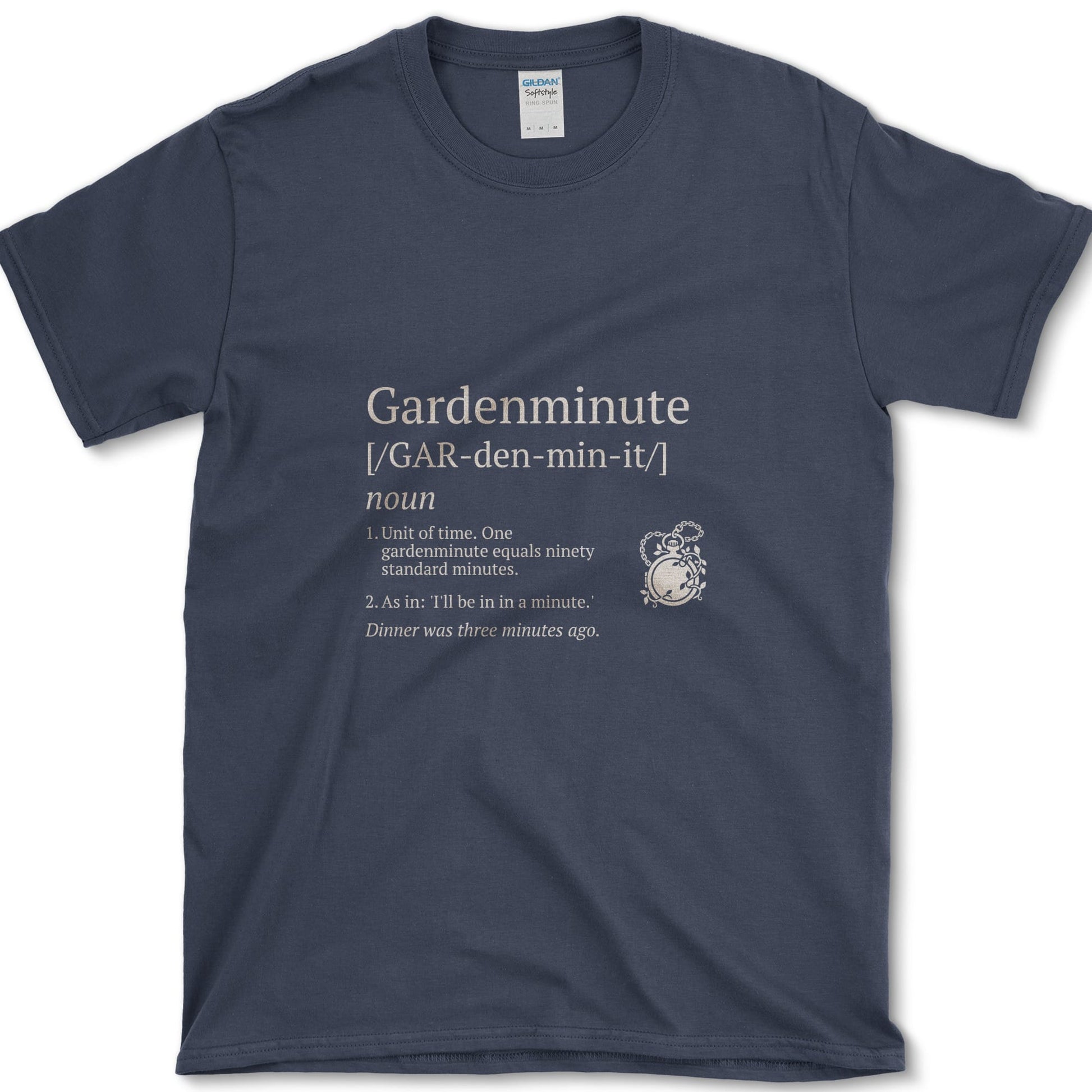 Gardenminute design featuring garden time artwork on a t-shirt