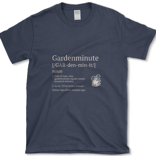Gardenminute design featuring garden time artwork on a t-shirt