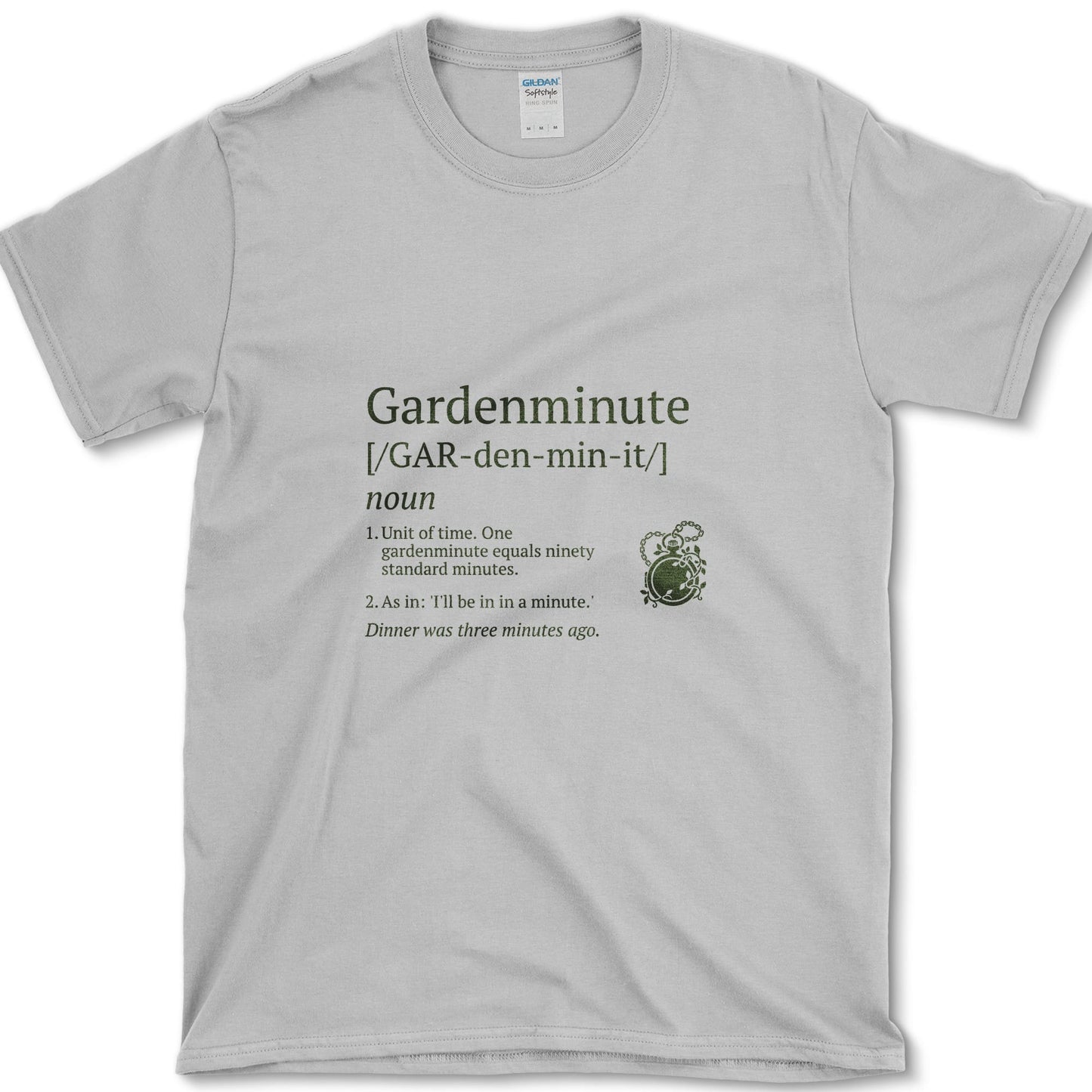Gardenminute design featuring garden time artwork on a t-shirt