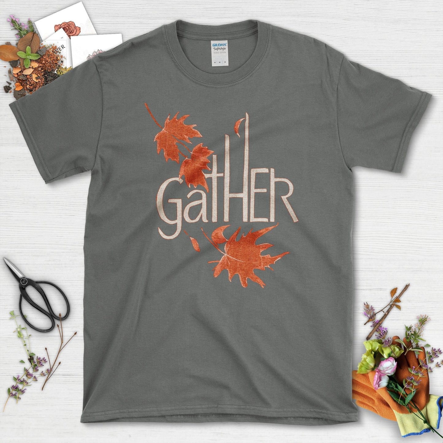 Gather Autumn Leaves T-Shirt T-Shirts / S / Charcoal Physical Item