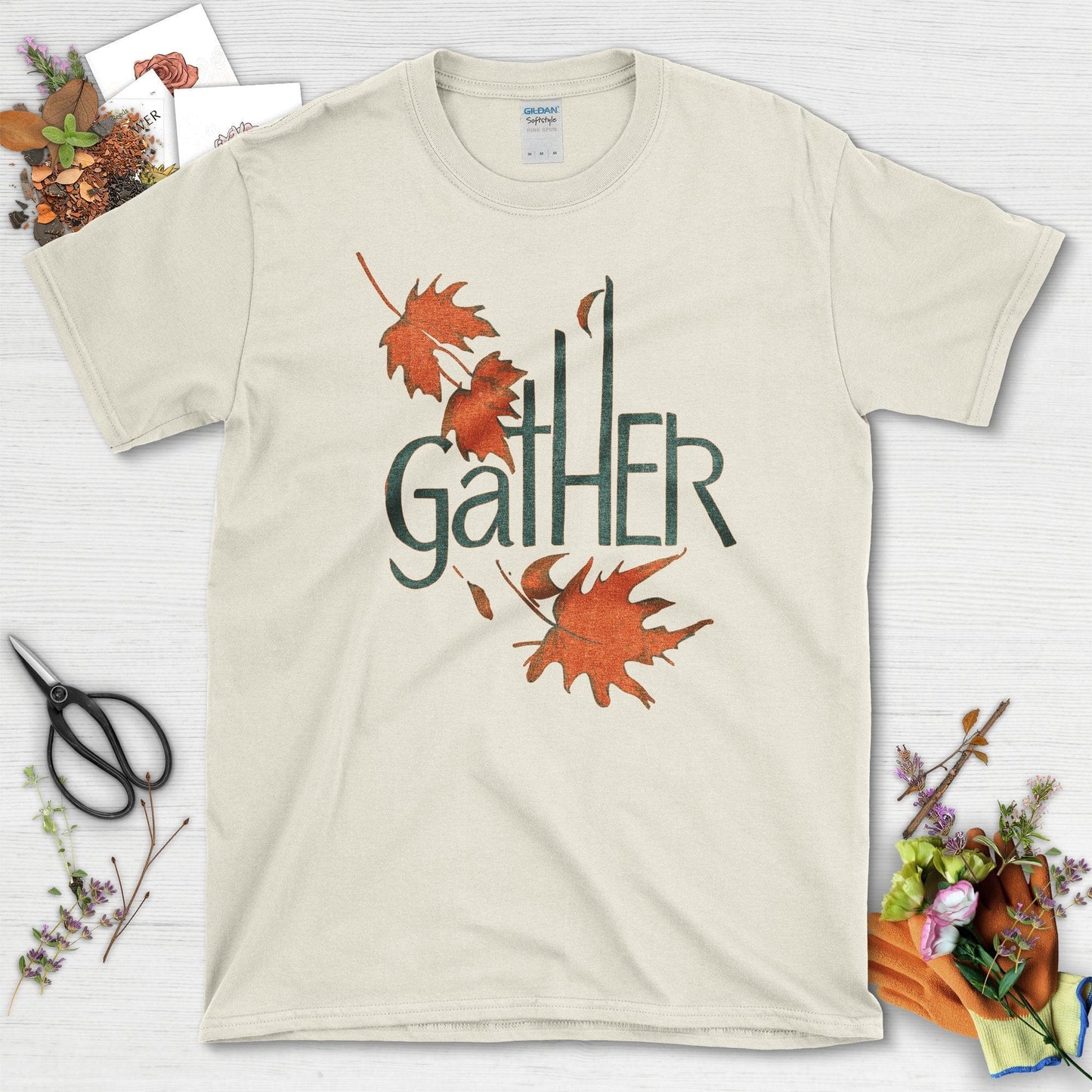 Gather Autumn Leaves T-Shirt T-Shirts / S / Natural Physical Item