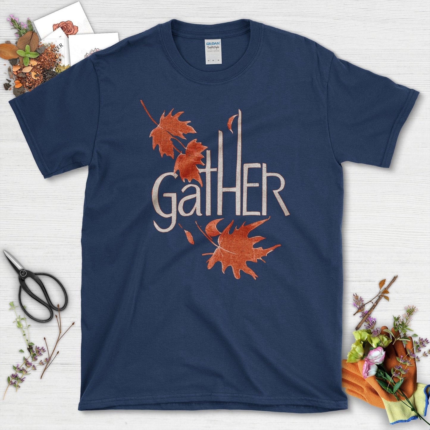 Gather Autumn Leaves T-Shirt T-Shirts / S / Navy Physical Item