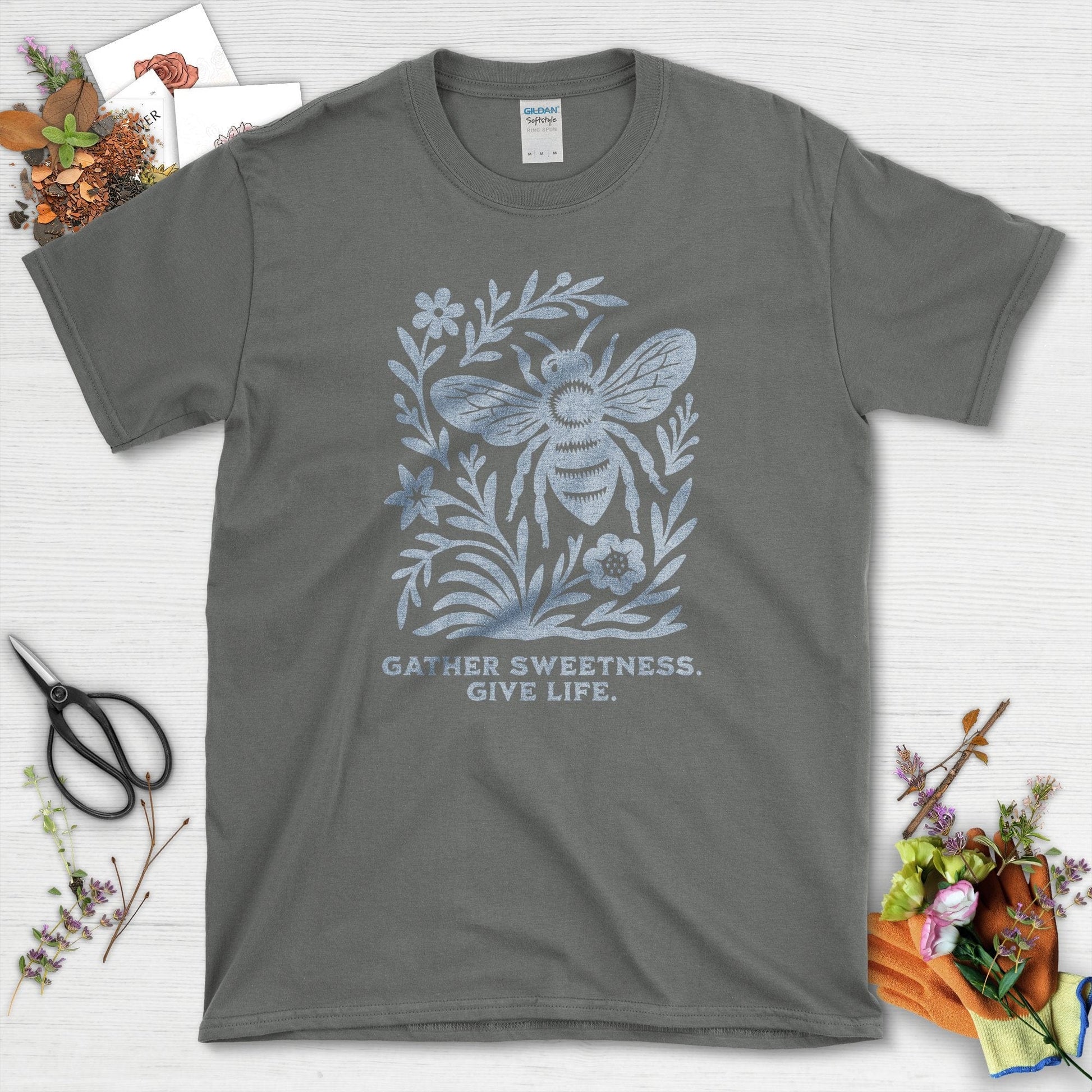 Gather Sweetness Give Life T-Shirt Charcoal / S Physical Item