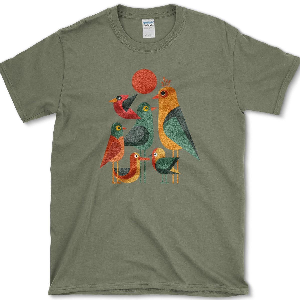 Geometric Garden Birds T-Shirt