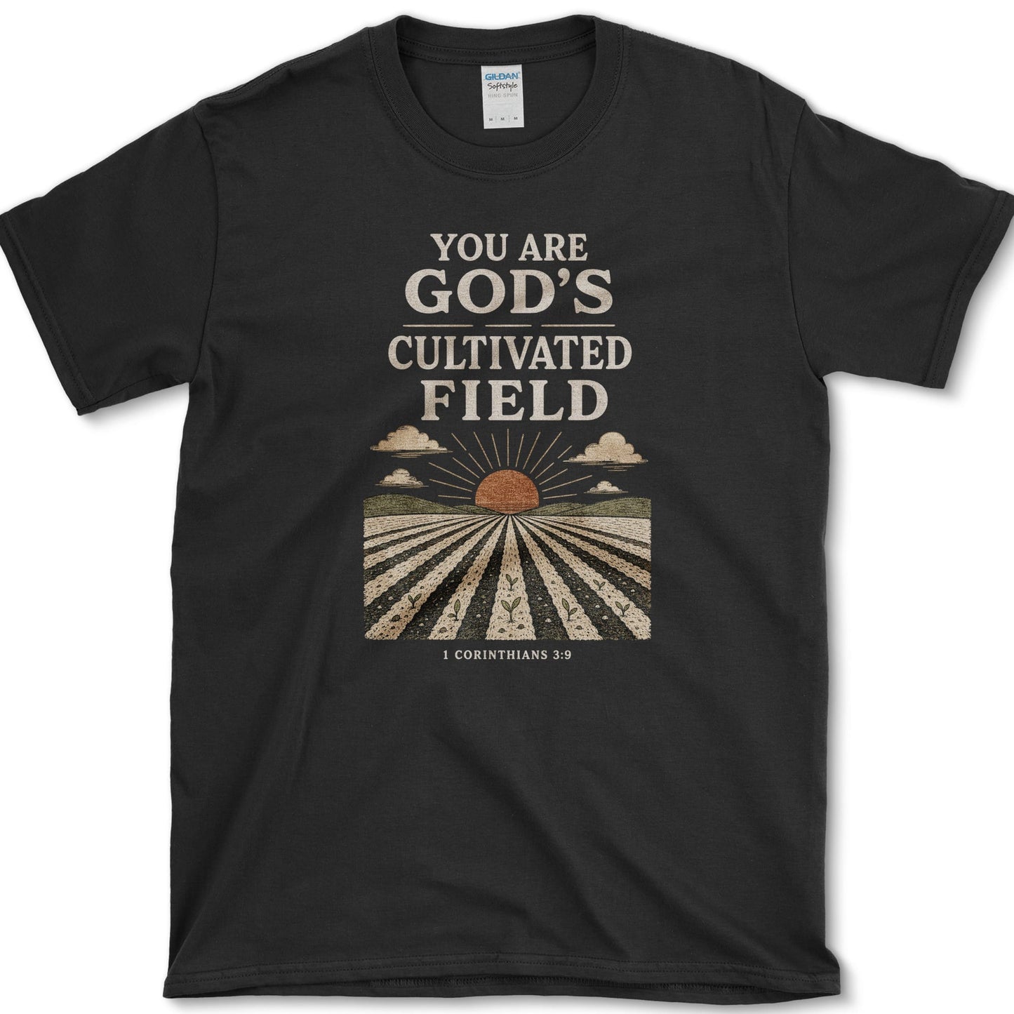 God's Cultivated Field design featuring cultivated field artwork on a t-shirt