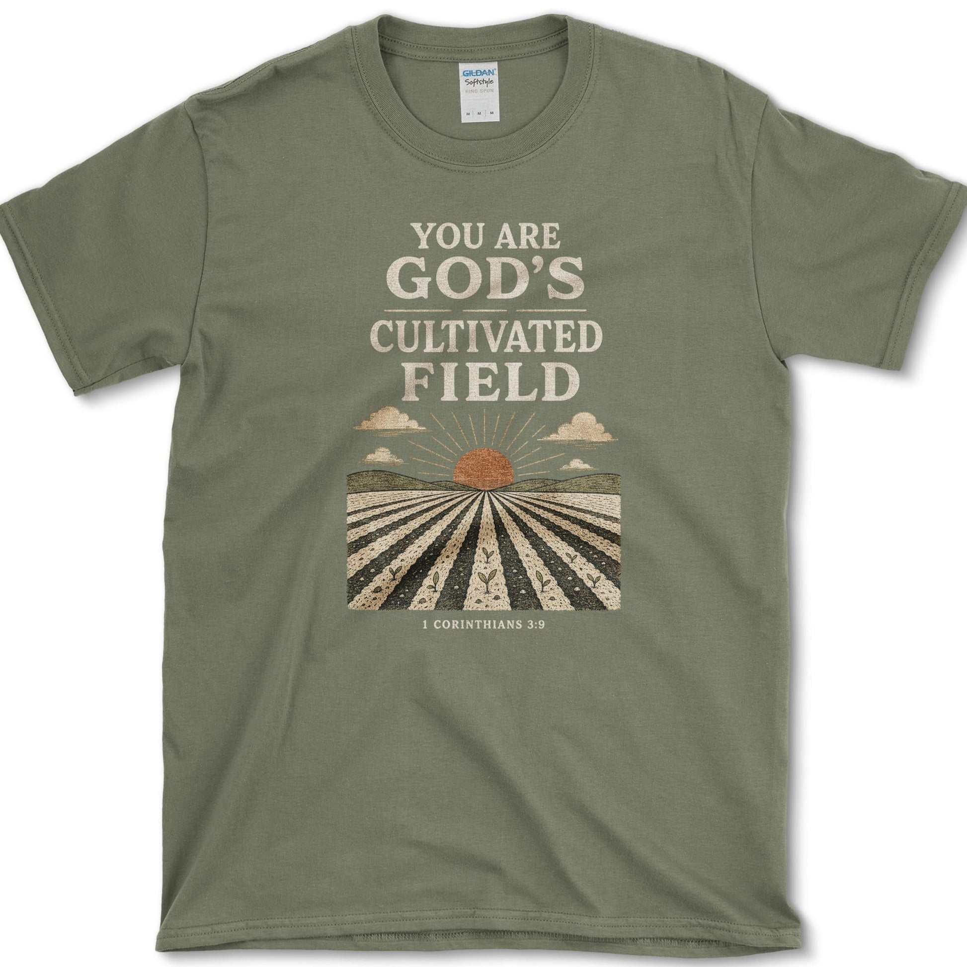 God's Cultivated Field design featuring cultivated field artwork on a t-shirt