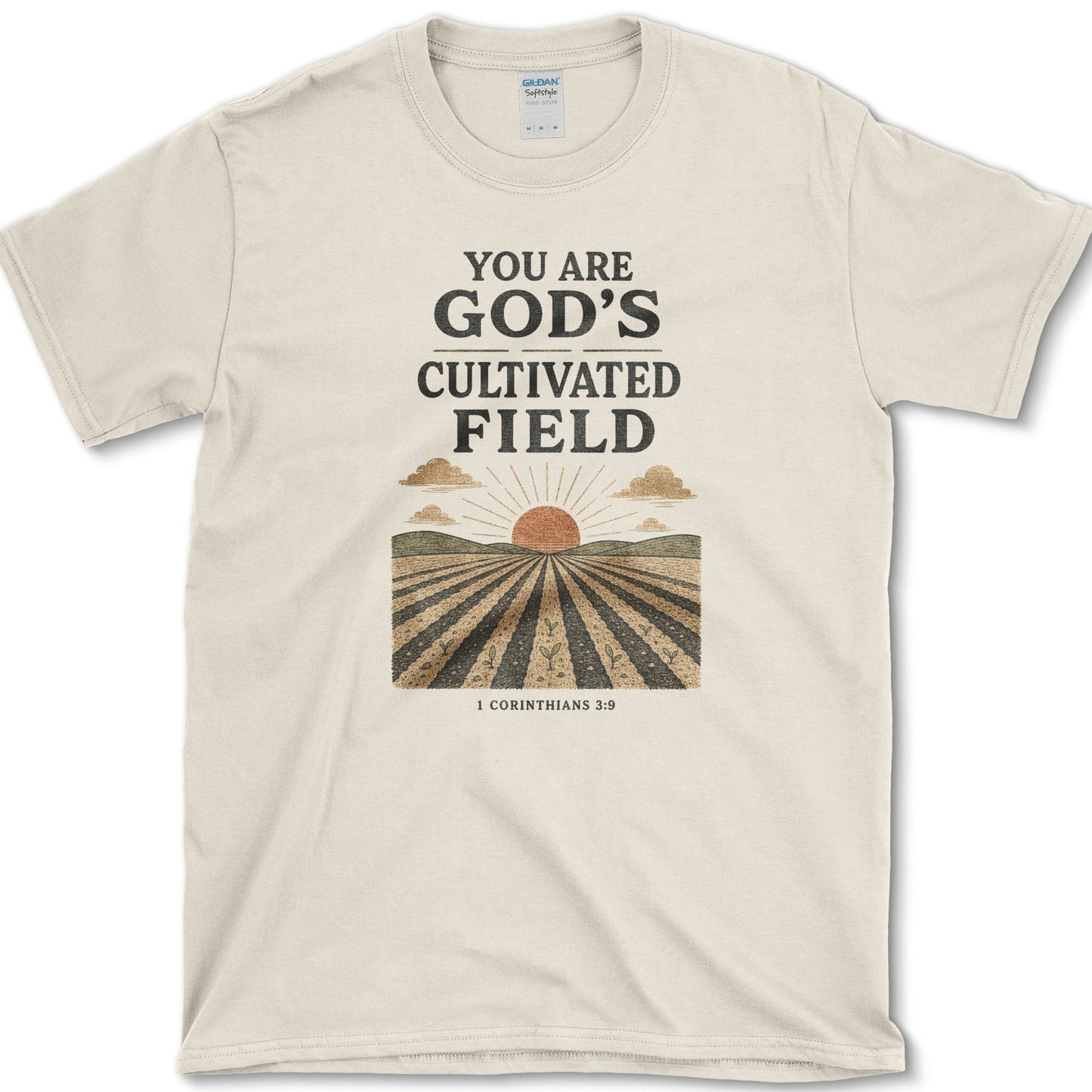 God's Cultivated Field design featuring cultivated field artwork on a t-shirt