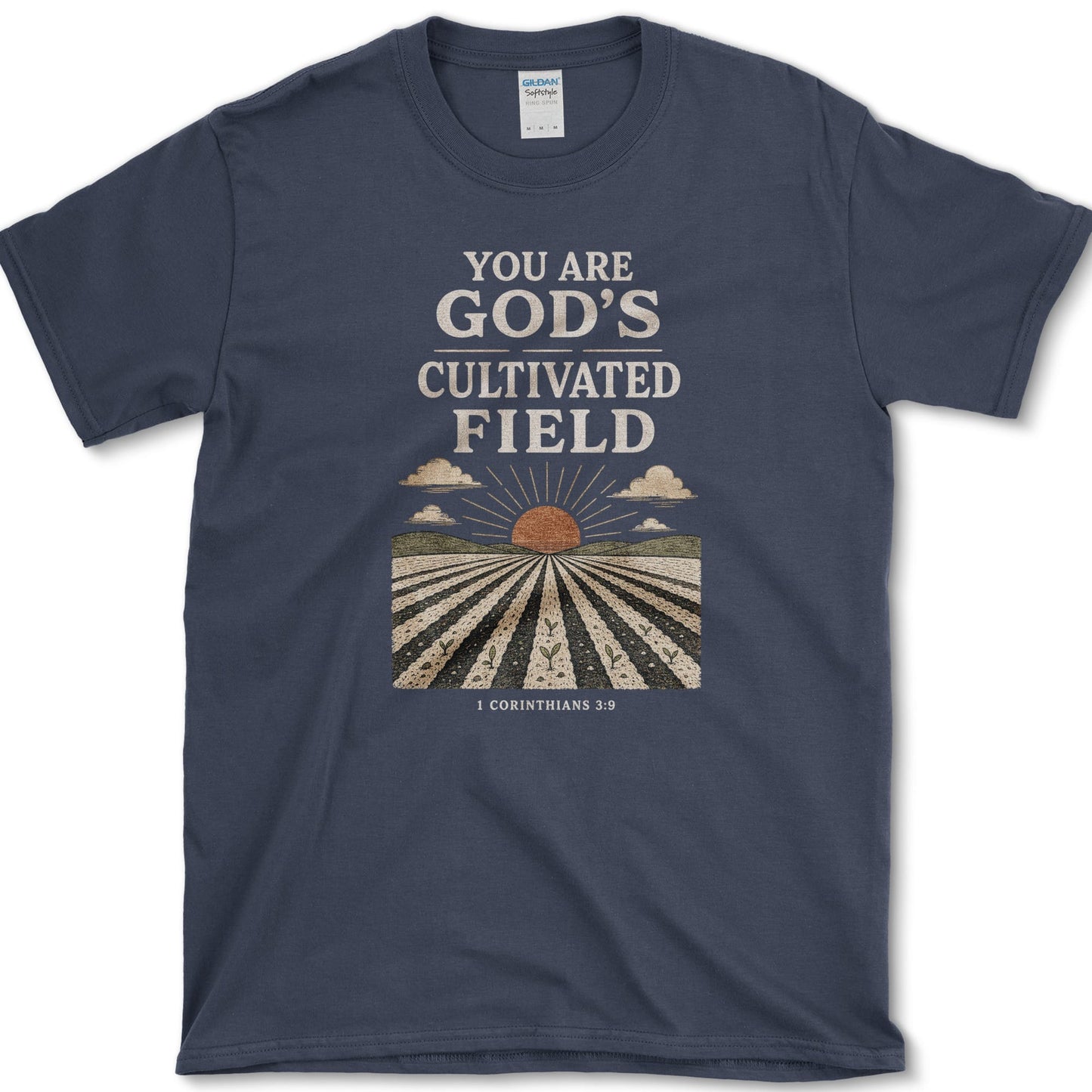 God's Cultivated Field design featuring cultivated field artwork on a t-shirt