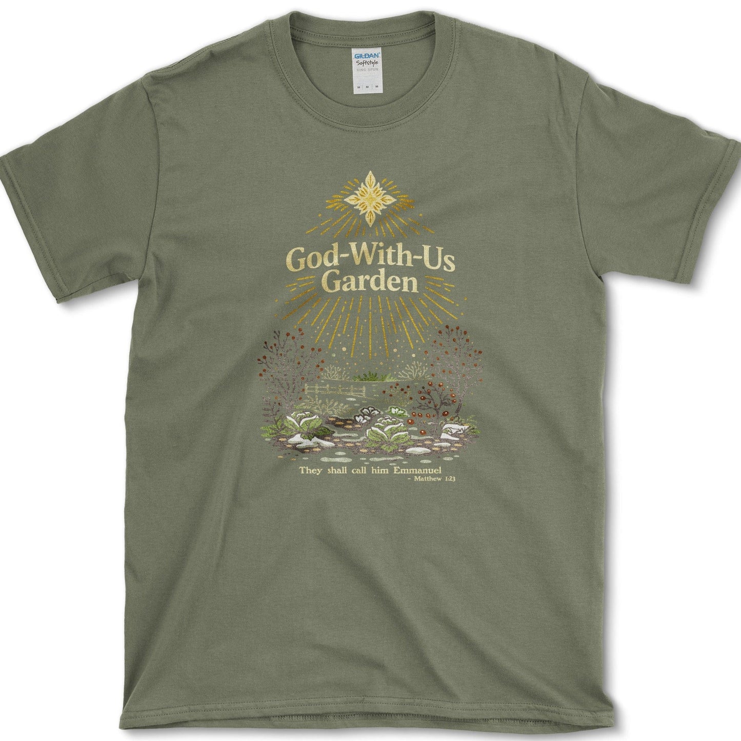 God-With-Us T-Shirt Essential Tees / S / Military Green Physical Item