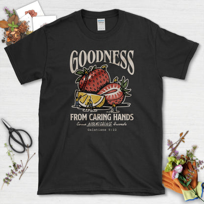 Goodness From Caring Hands T-Shirt Essential Tees / S / Black Physical Item