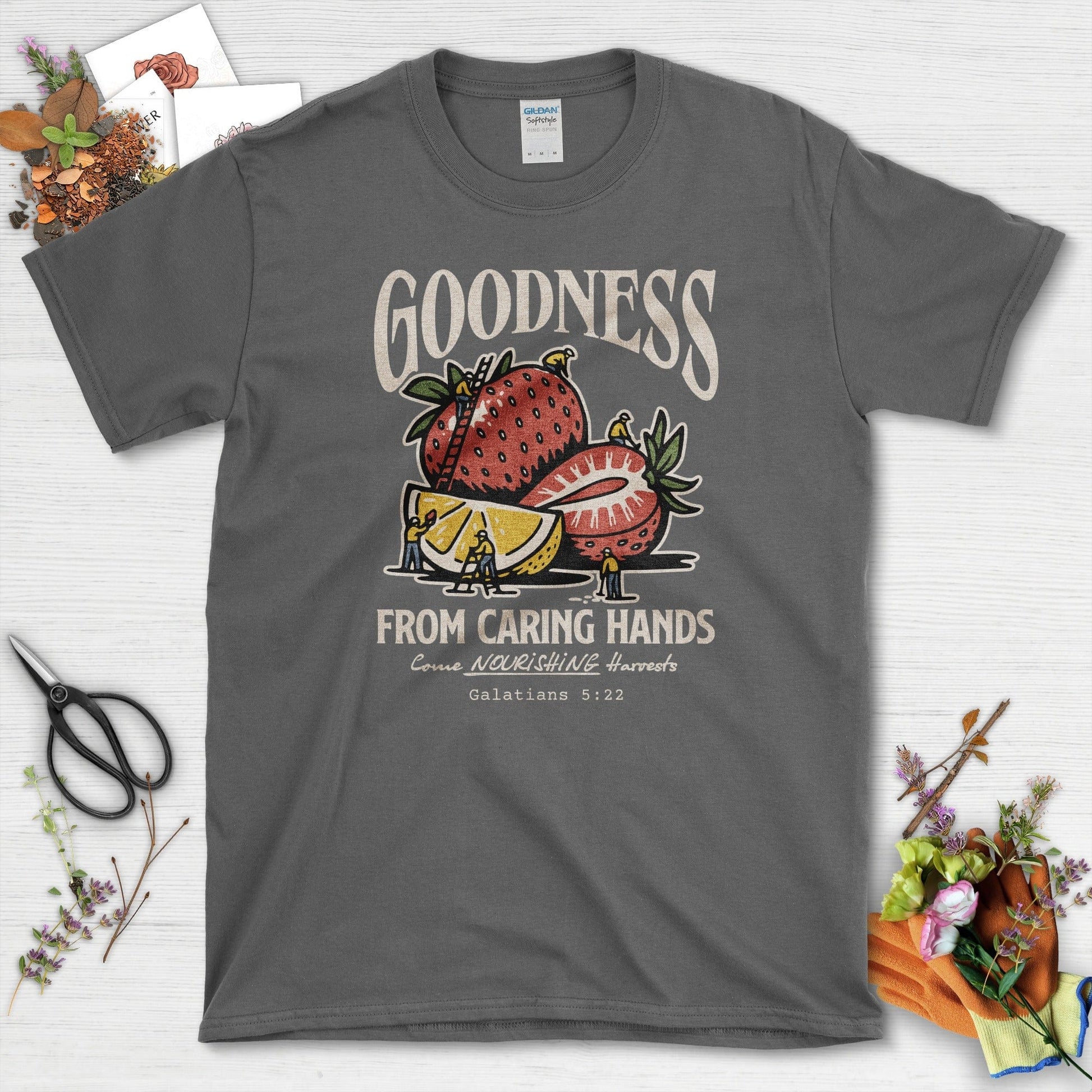 Goodness From Caring Hands T-Shirt Essential Tees / S / Dark Heather Physical Item