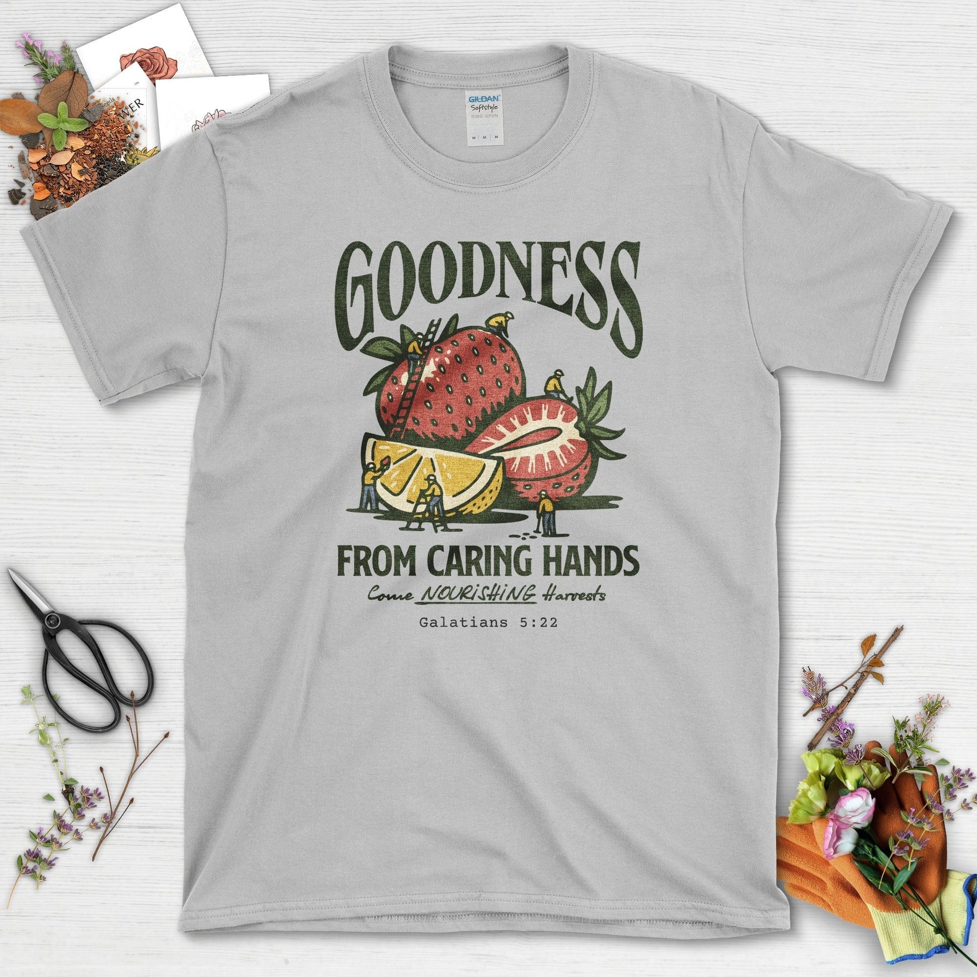 Goodness From Caring Hands T-Shirt Essential Tees / S / Sport Grey Physical Item