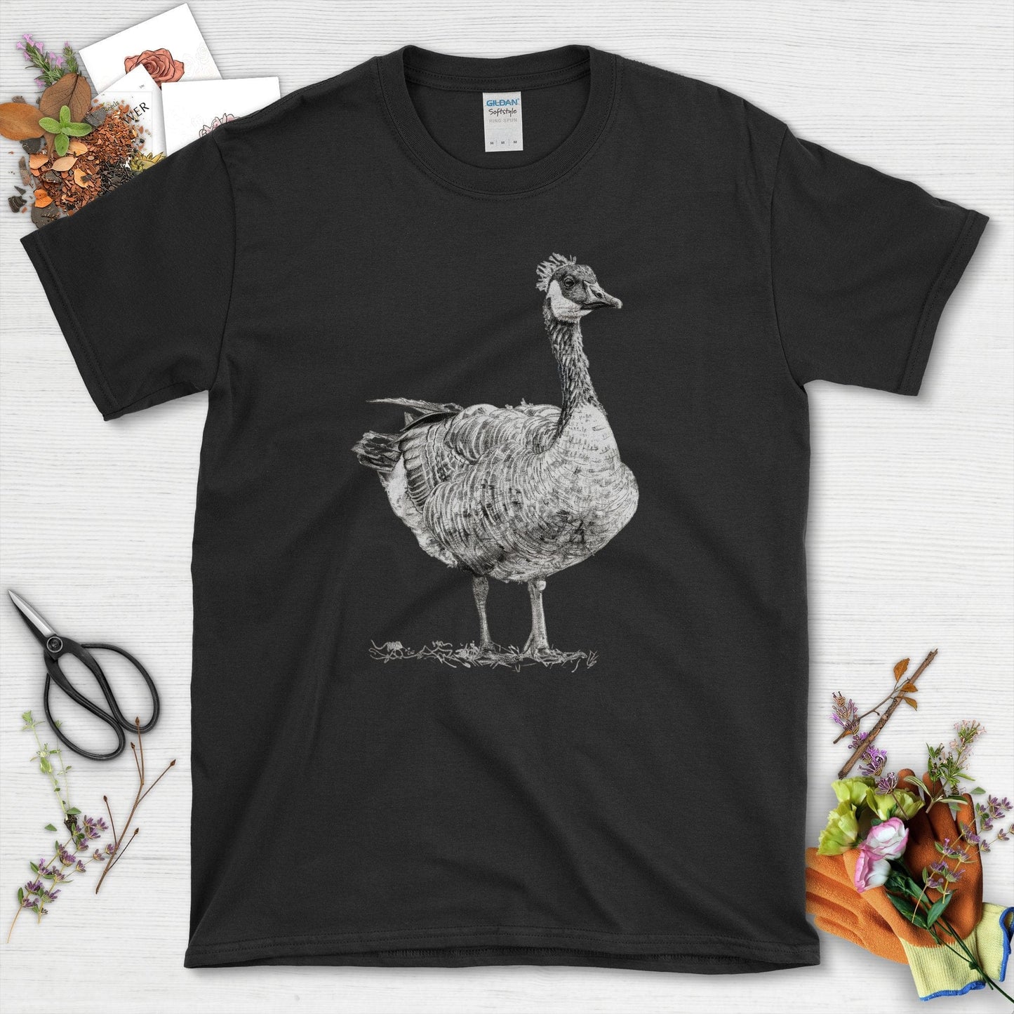 Goose Illustration T-Shirt Black / S T-Shirt