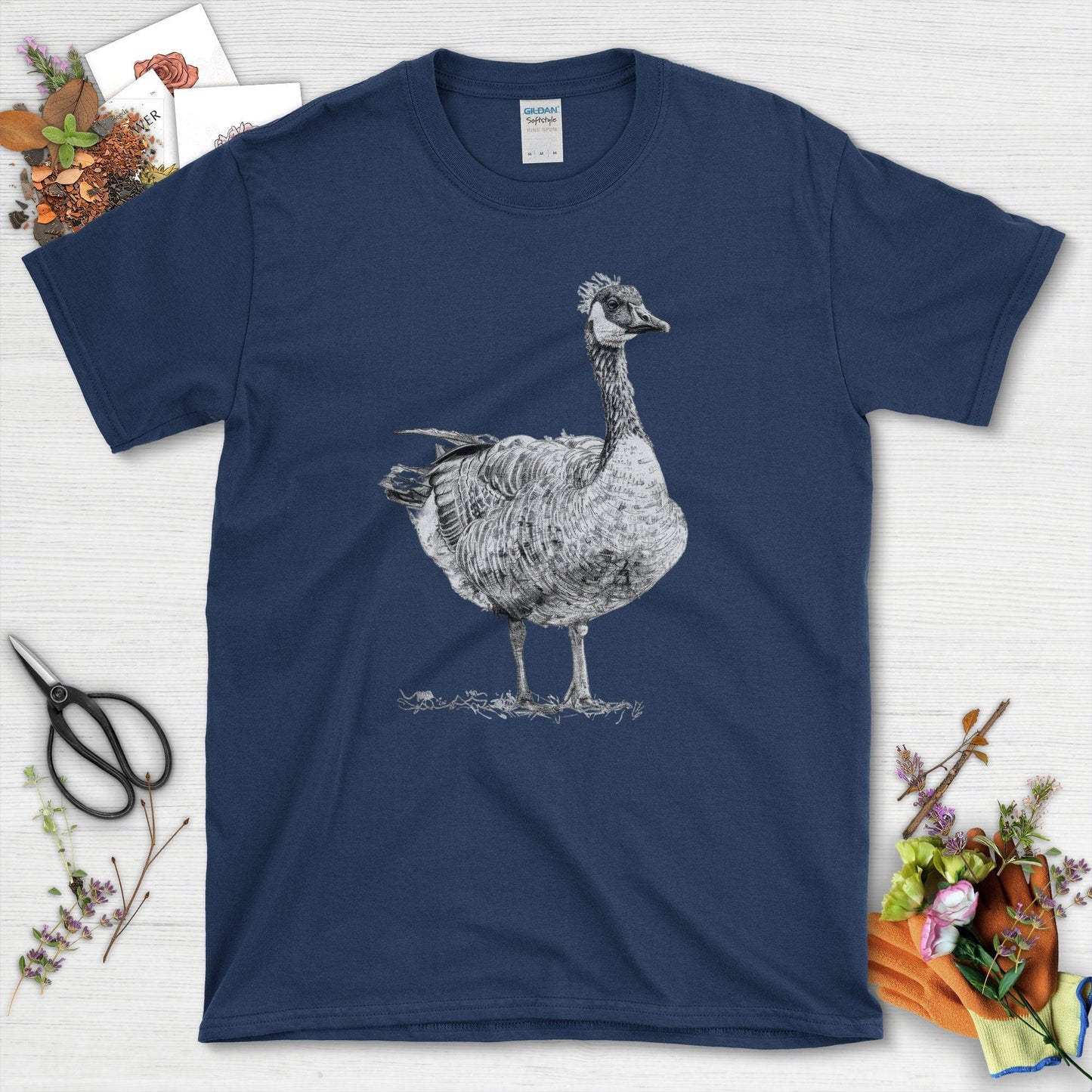 Goose Illustration T-Shirt Navy / S T-Shirt