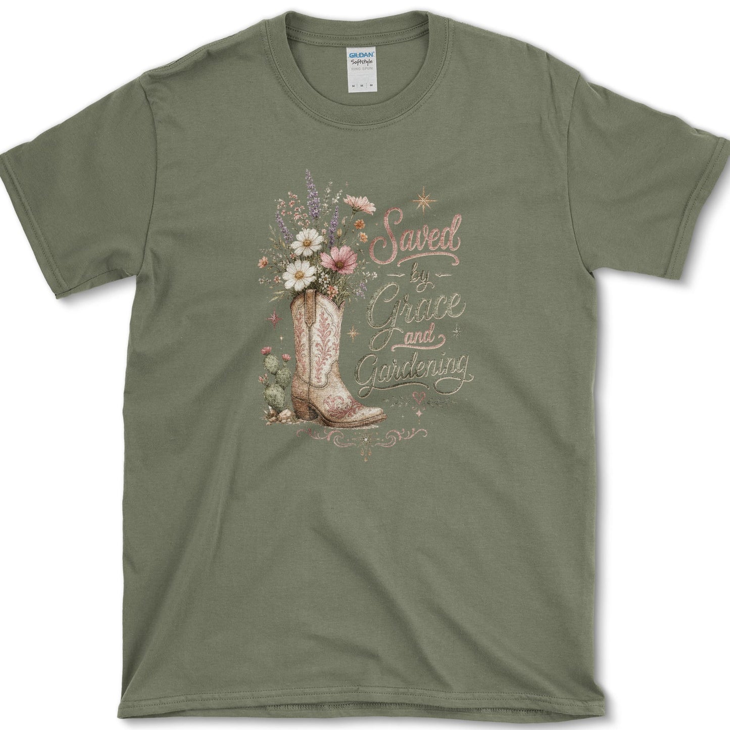 Grace And Gardening T-Shirt Military Green / S Essential Tees