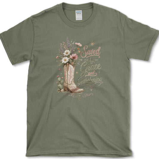 Grace And Gardening T-Shirt Military Green / S Essential Tees