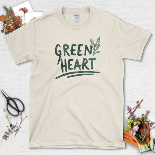 Green Heart Garden T-Shirt T-Shirts / S / Natural Physical Item