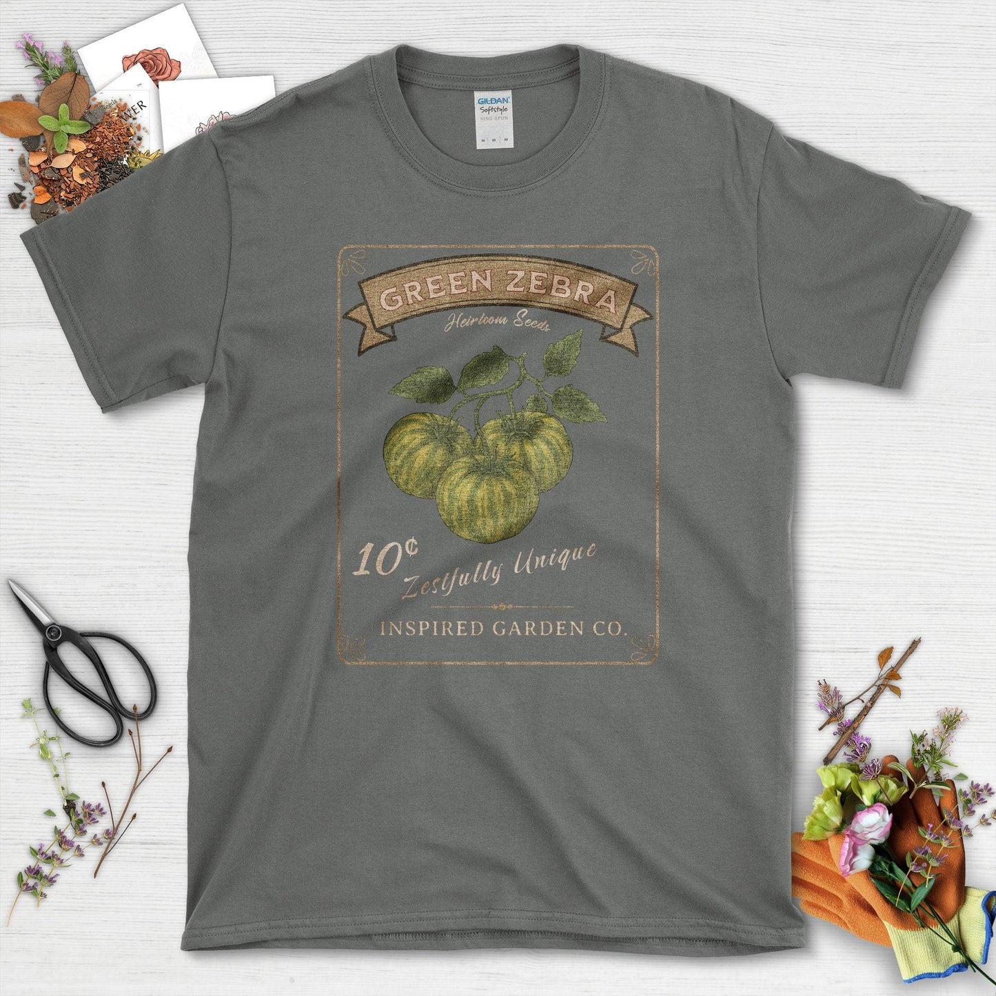 Green Zebra Heirloom Seeds T-Shirt Charcoal / S Physical Item