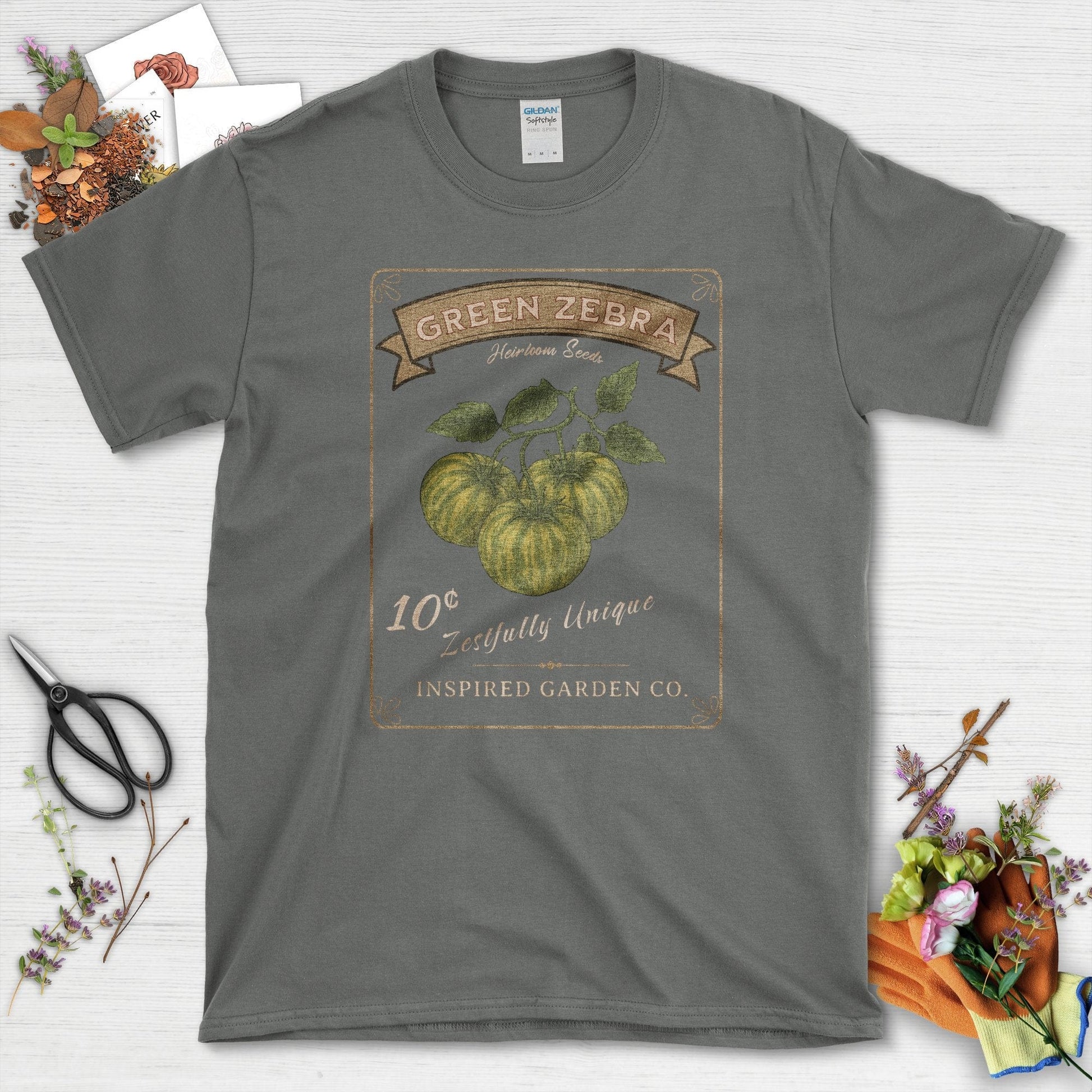 Green Zebra Heirloom Seeds T-Shirt Charcoal / S Physical Item