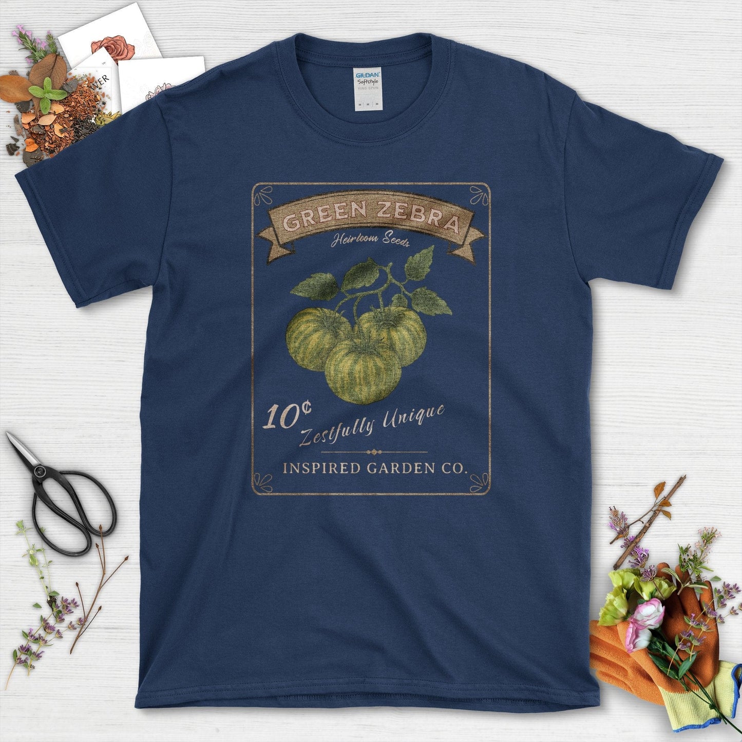 Green Zebra Heirloom Seeds T-Shirt Navy / S Physical Item