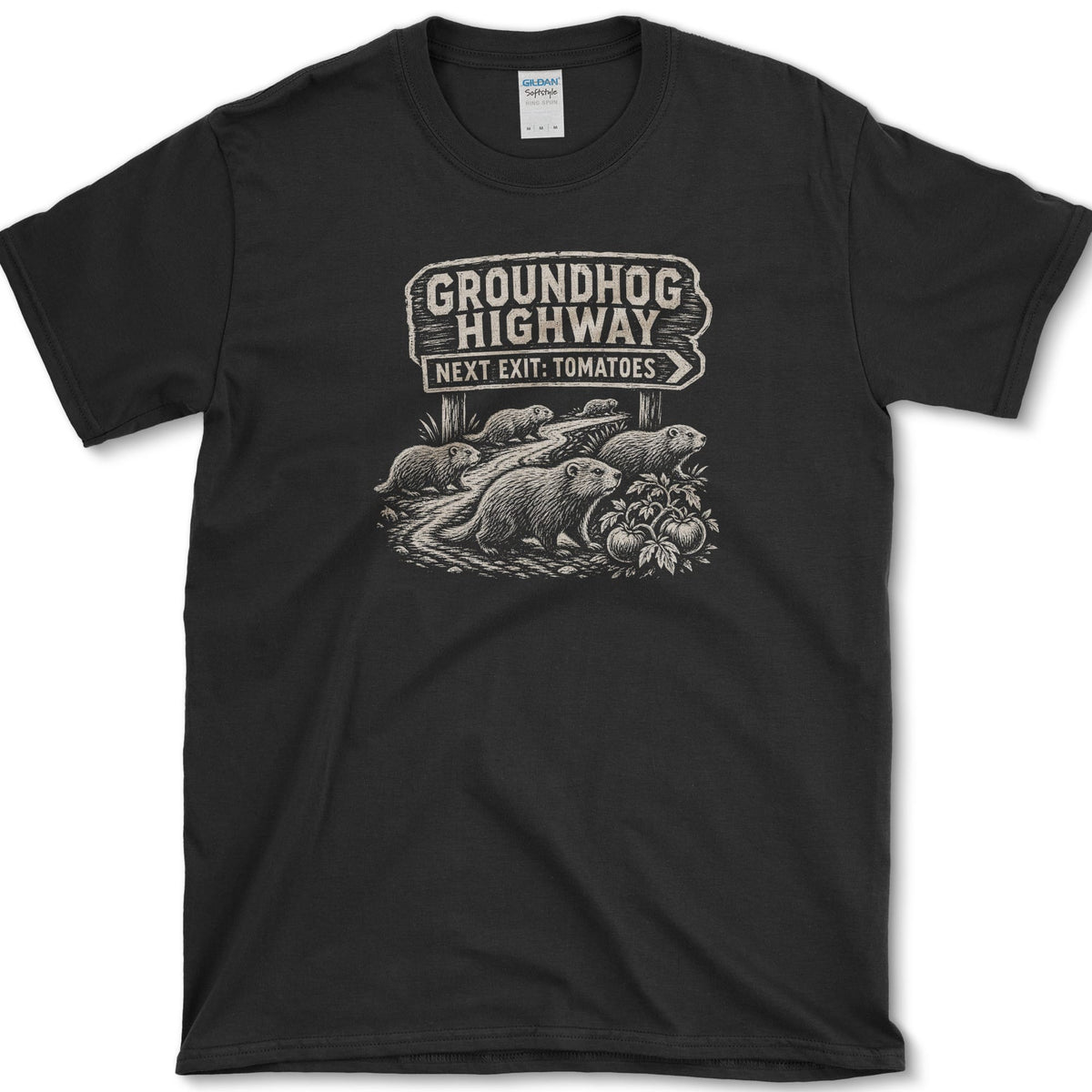 Groundhog Highway T-Shirt Black / S Essential Tees