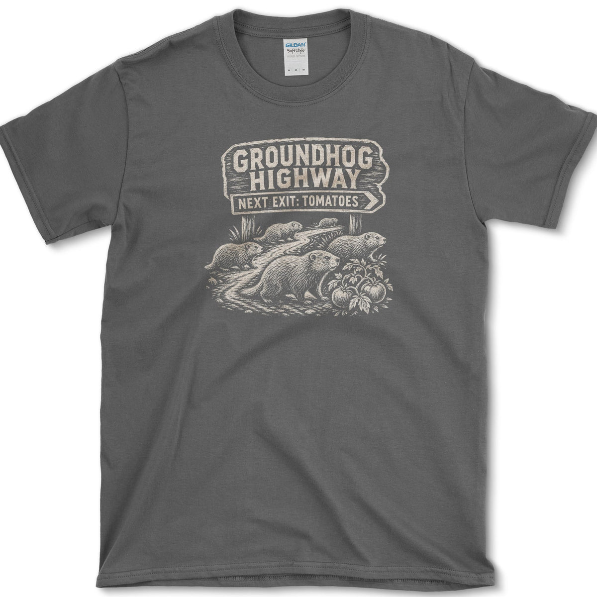 Groundhog Highway T-Shirt Dark Heather / S Essential Tees