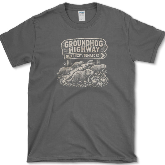 Groundhog Highway T-Shirt Dark Heather / S Essential Tees