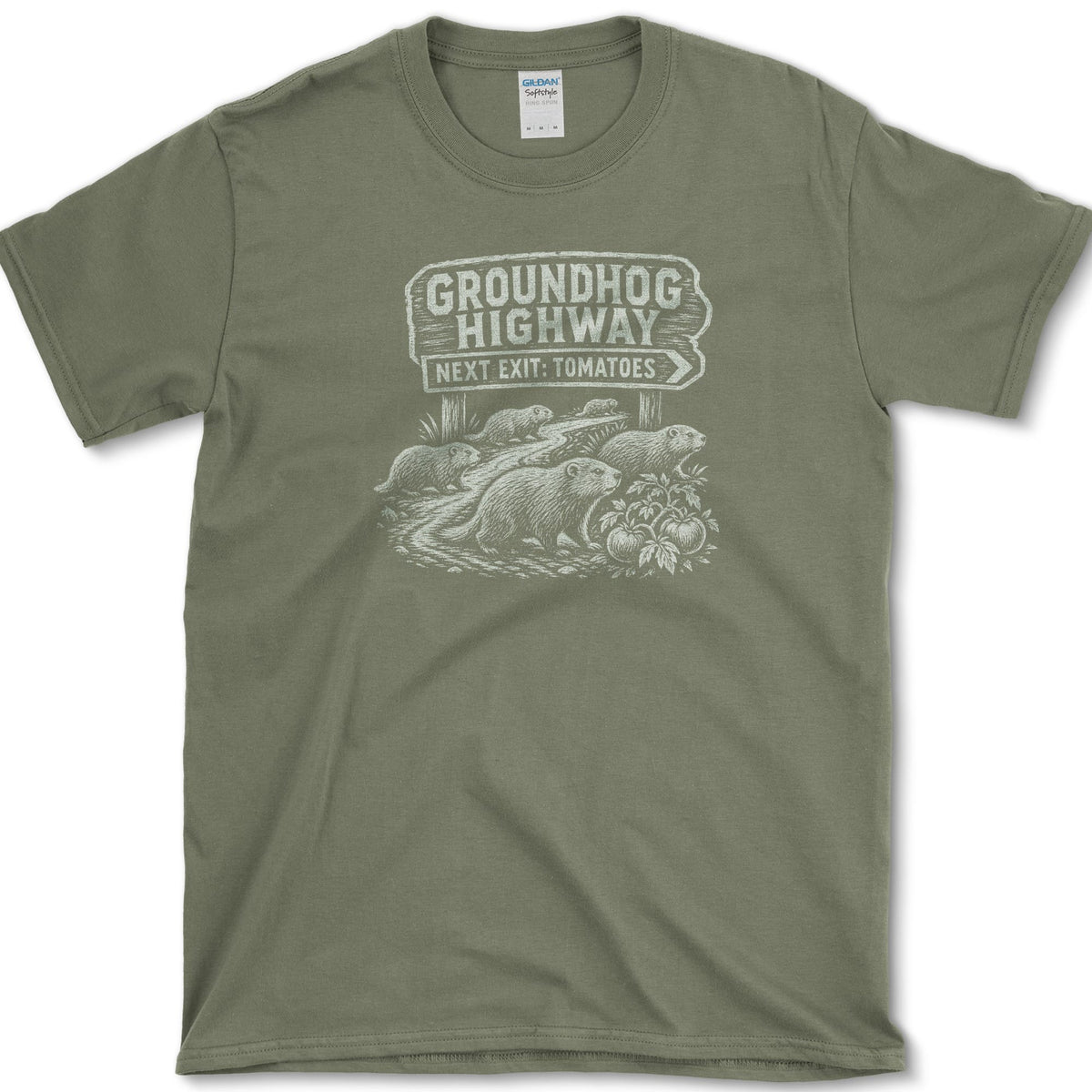 Groundhog Highway T-Shirt Military Green / S Essential Tees
