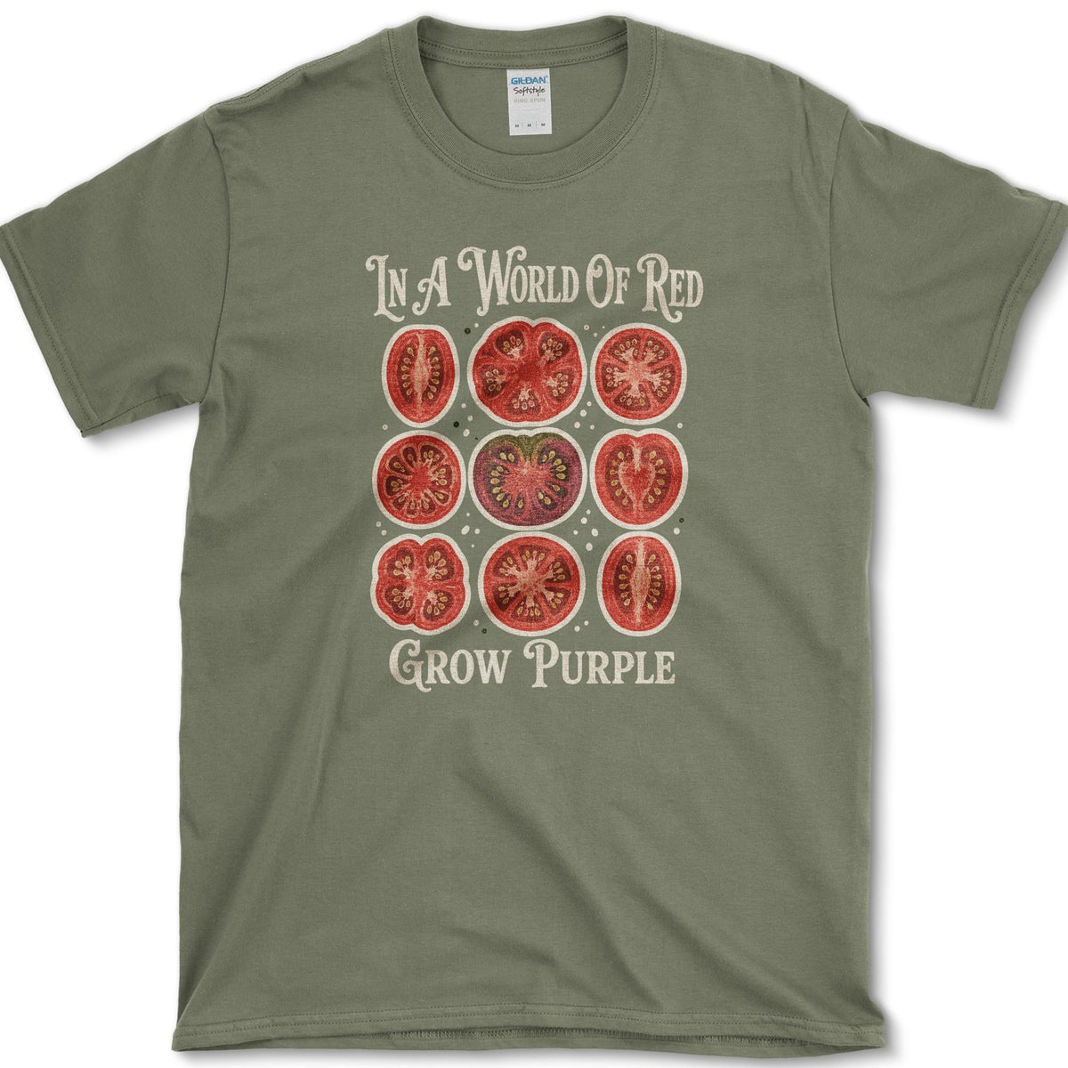 Grow Purple T-Shirt S / Military Green Essential Tees