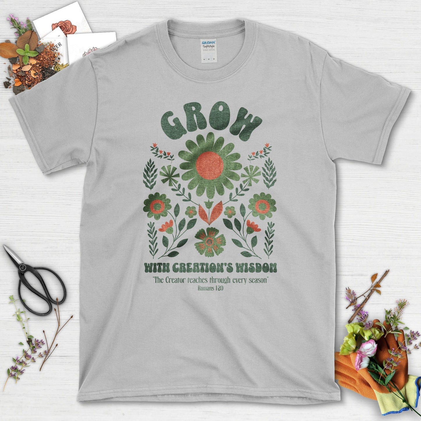 Grow with Creation's Wisdom T-Shirt Essential Tees / S / Sport Grey Physical Item