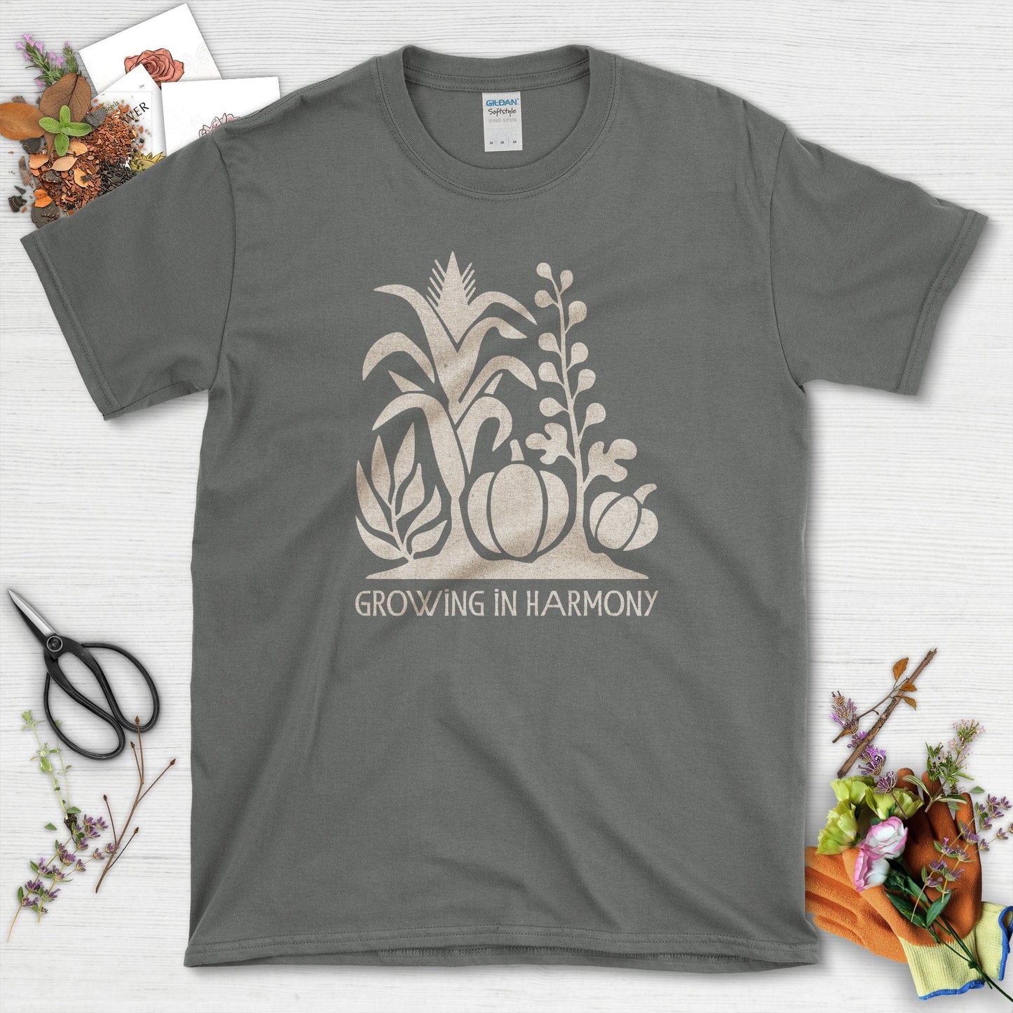 Growing in Harmony T-Shirt T-Shirts / S / Charcoal Physical Item