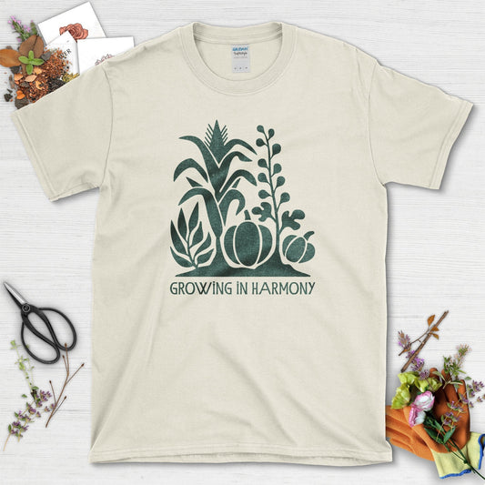 Growing in Harmony T-Shirt T-Shirts / S / Natural Physical Item