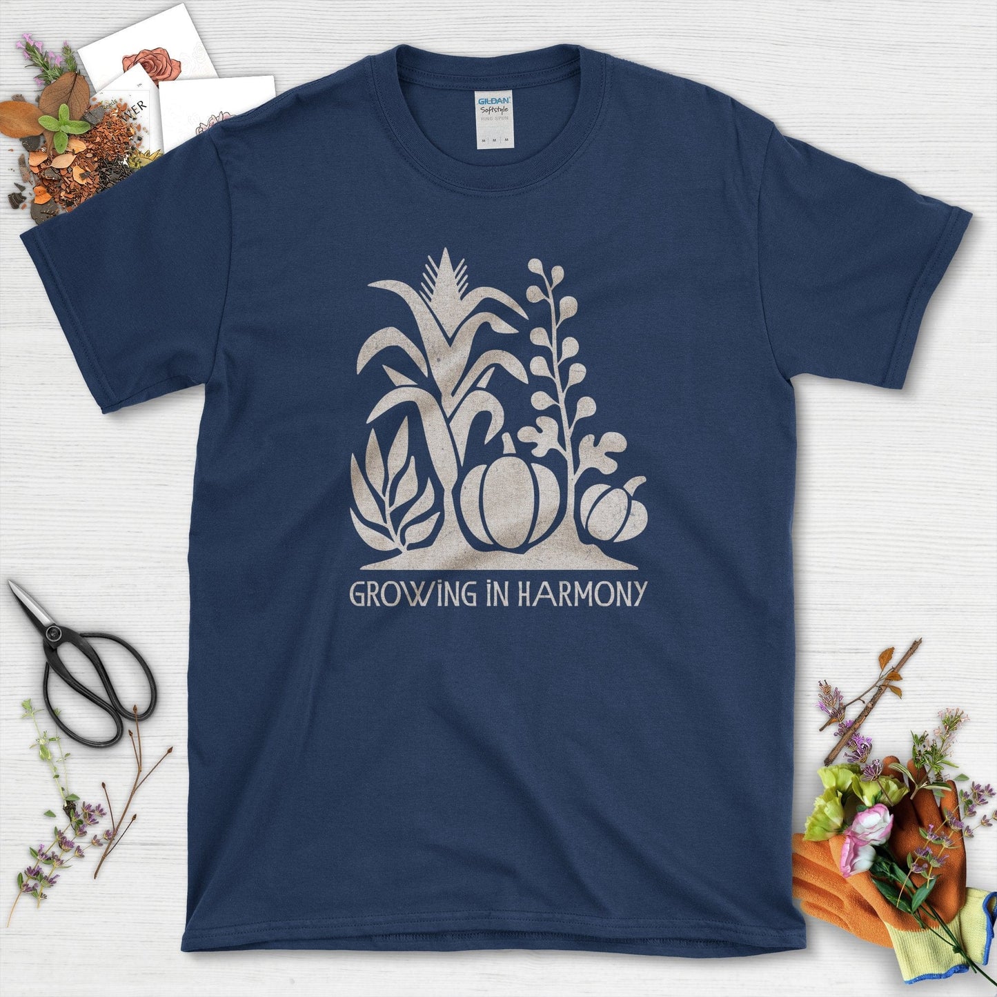 Growing in Harmony T-Shirt T-Shirts / S / Navy Physical Item