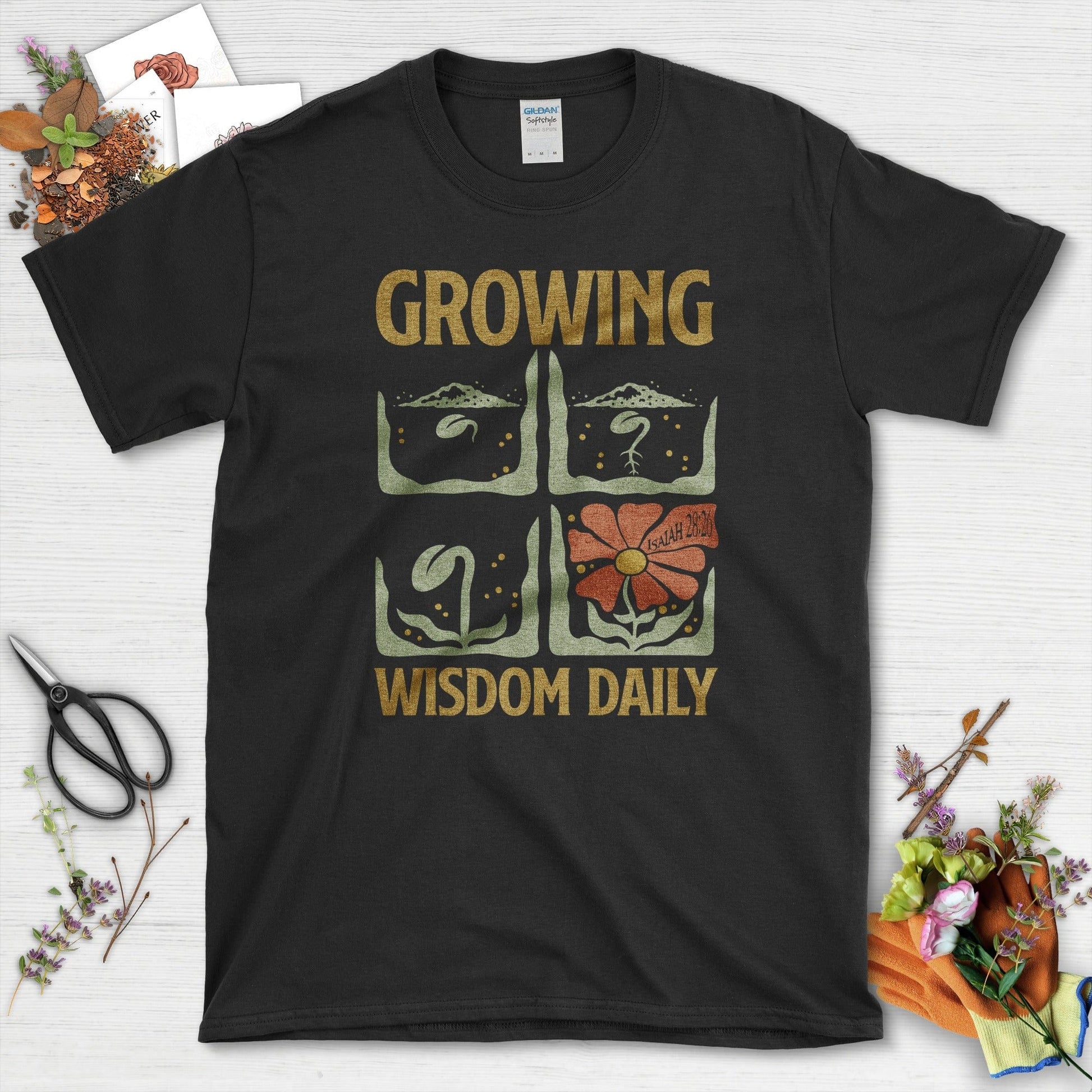 Growing Wisdom Daily T-Shirt Essential Tees / S / Black Physical Item