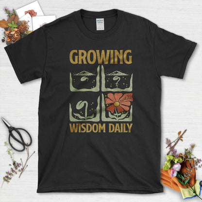 Growing Wisdom Daily T-Shirt Essential Tees / S / Black Physical Item