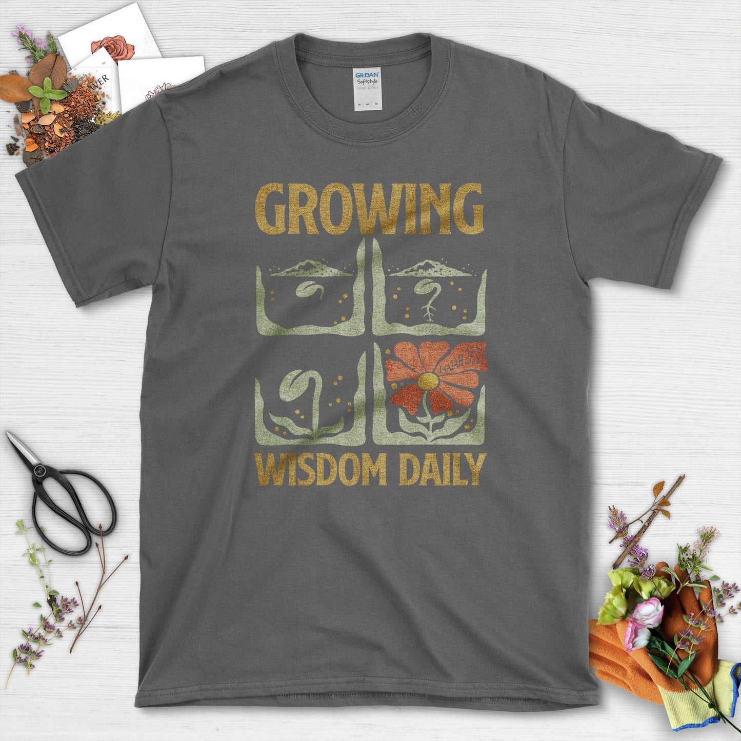Growing Wisdom Daily T-Shirt Essential Tees / S / Dark Heather Physical Item