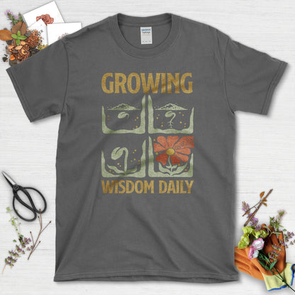 Growing Wisdom Daily T-Shirt Essential Tees / S / Dark Heather Physical Item