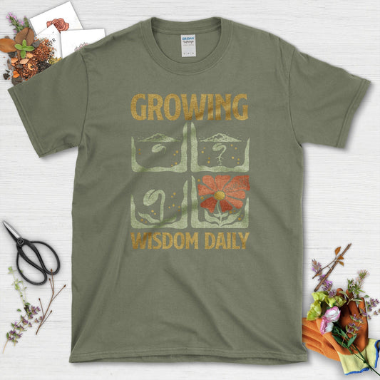 Growing Wisdom Daily T-Shirt Essential Tees / S / Military Green Physical Item