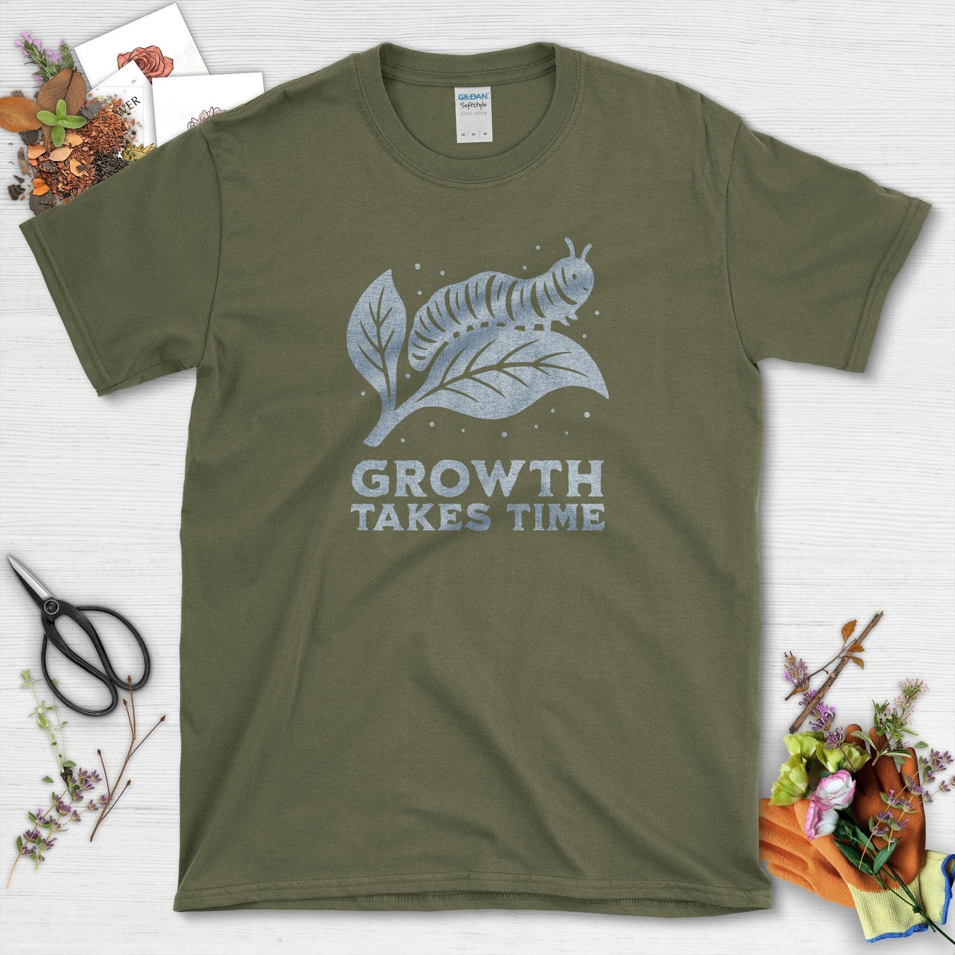 Growth Takes Time T-Shirt Military Green / S Physical Item