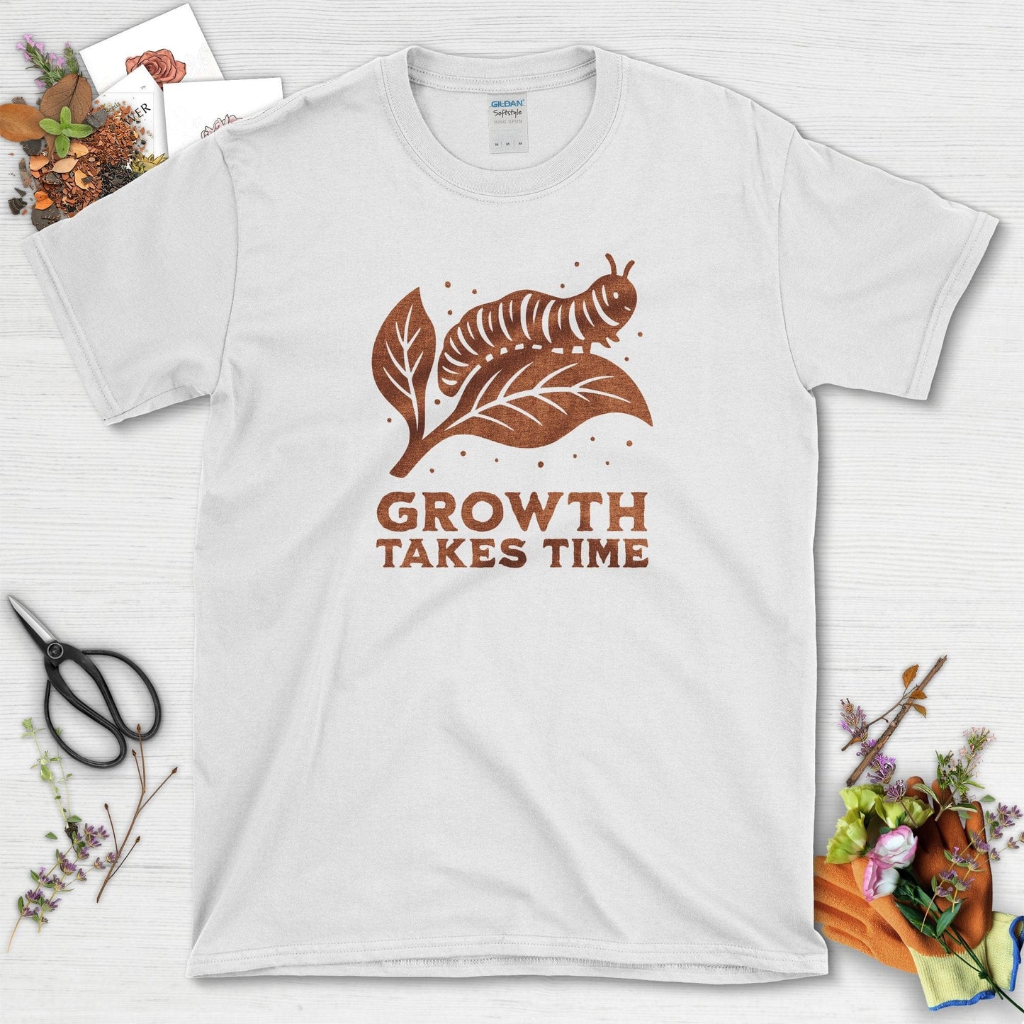Growth Takes Time T-Shirt White / S Physical Item