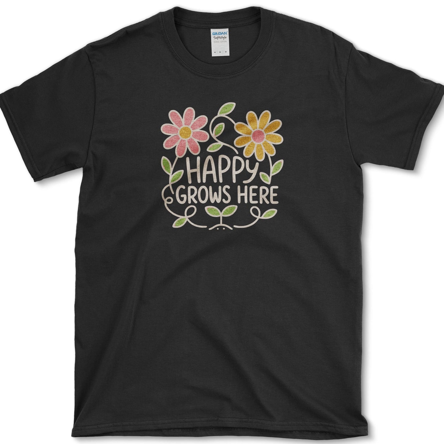 Happy Grows Here T-Shirt S / Black Essential Tees