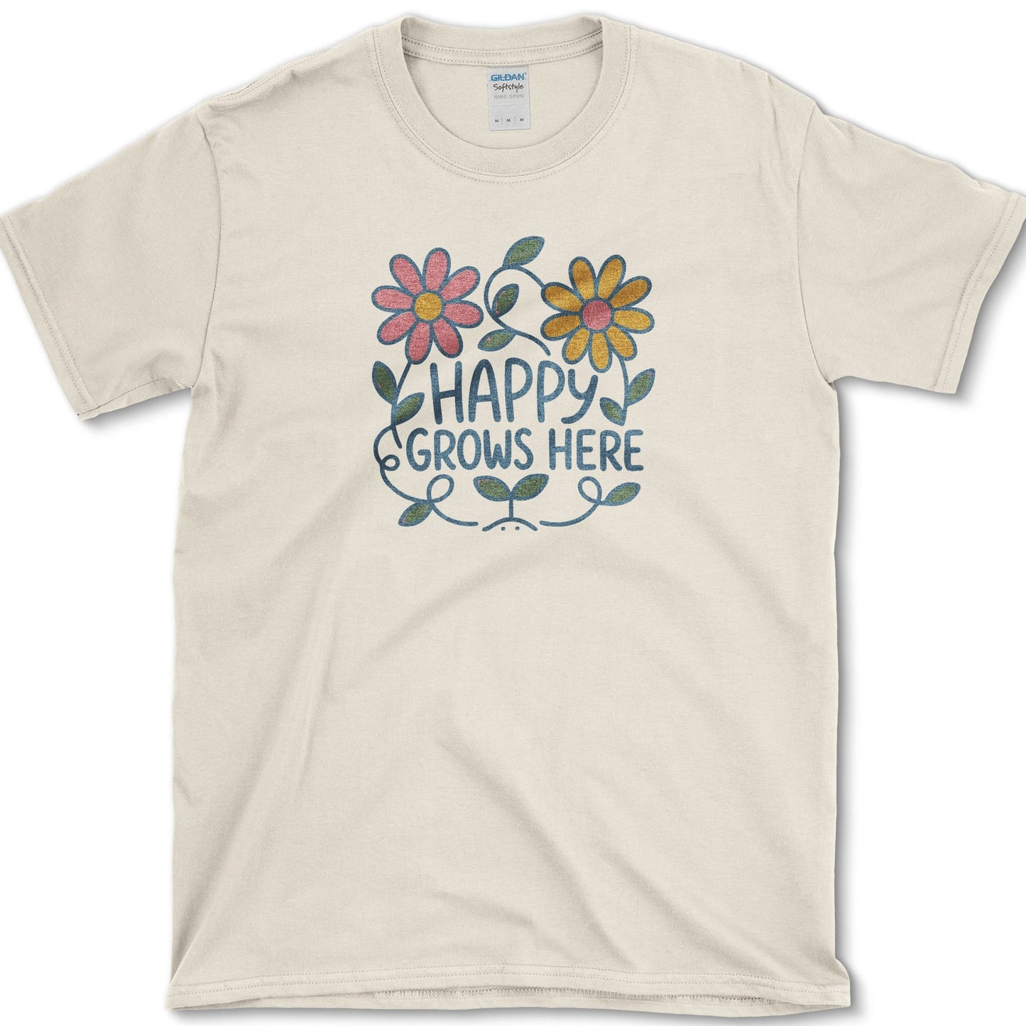 Happy Grows Here T-Shirt S / Natural Essential Tees