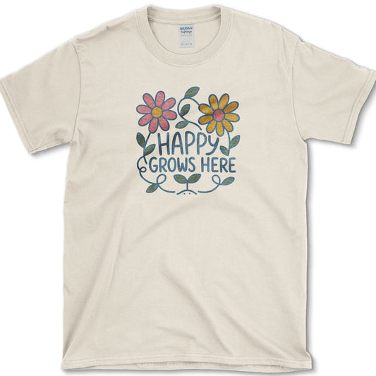 Happy Grows Here T-Shirt S / Natural Essential Tees