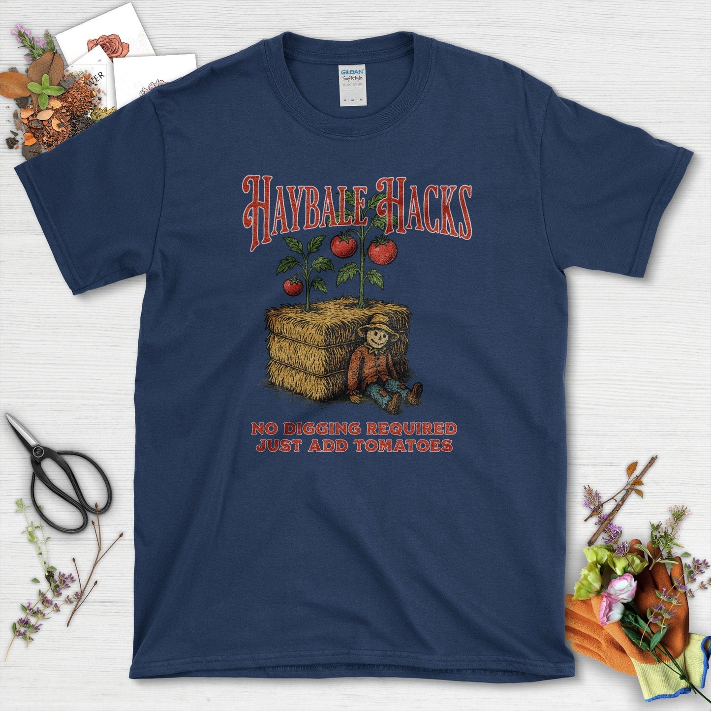 Haybale Hacks Garden T-Shirt Navy / S Physical Item