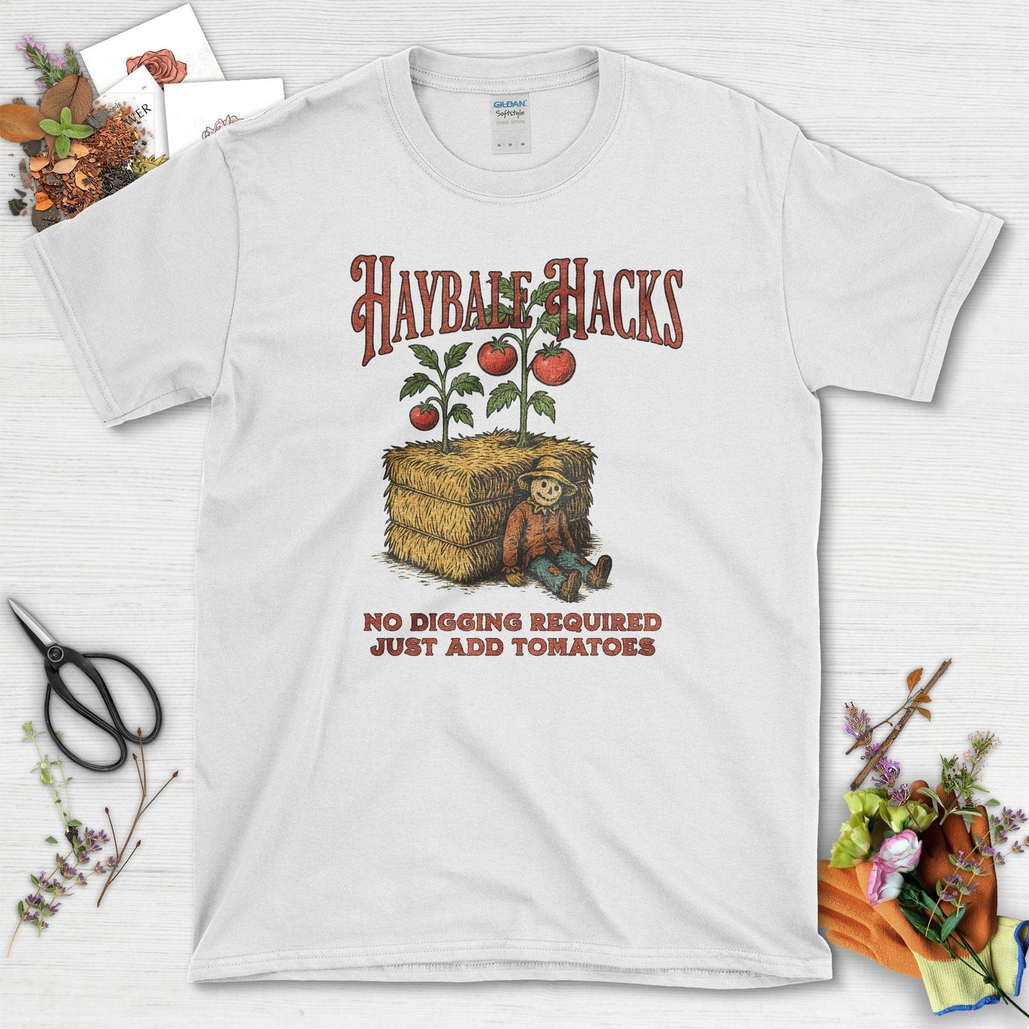 Haybale Hacks Garden T-Shirt White / S Physical Item