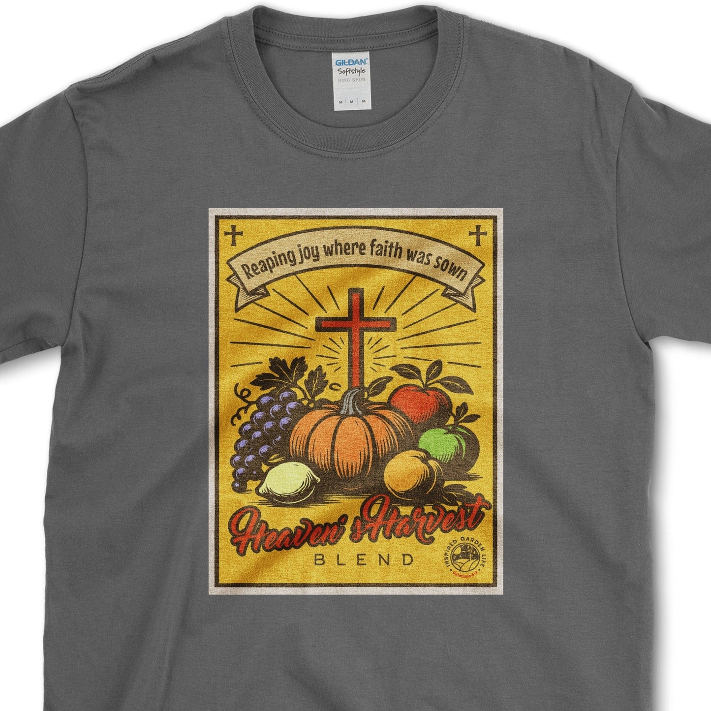 Heaven's Harvest Blend T-Shirt Essential Tees / S / Dark Heather Physical Item