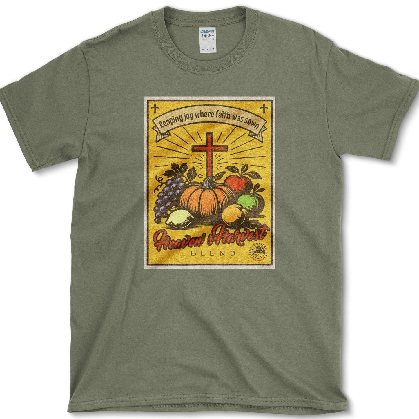 Heaven's Harvest Blend T-Shirt Essential Tees / S / Military Green Physical Item