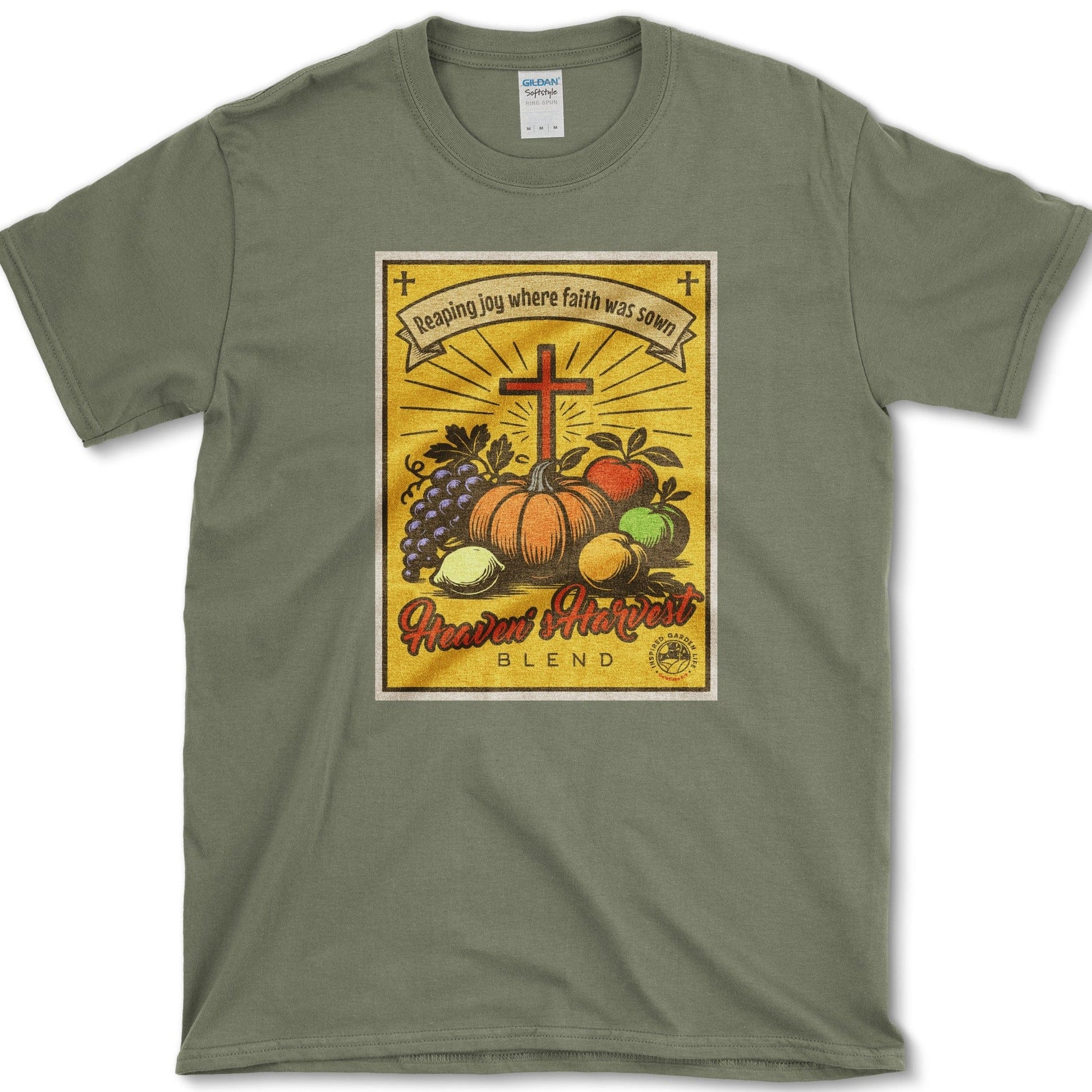 Heaven's Harvest Blend T-Shirt Essential Tees / S / Military Green Physical Item