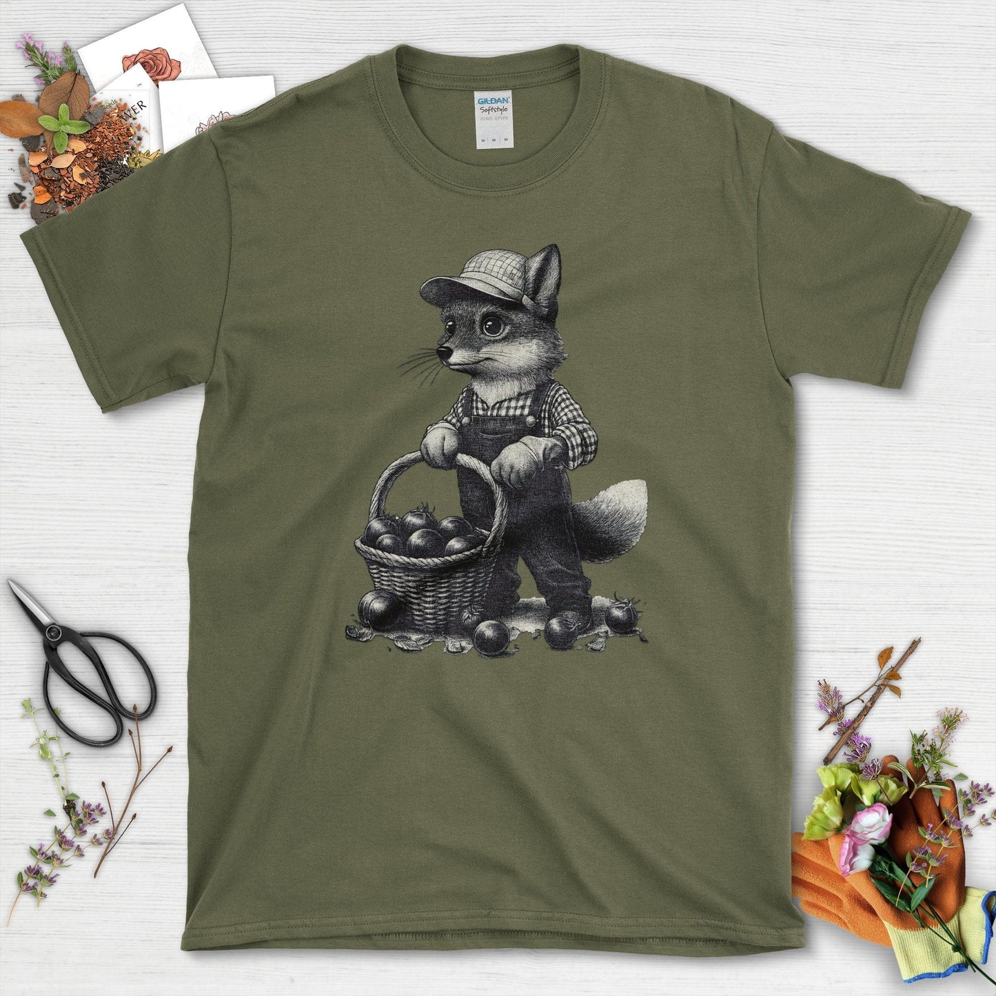 Heirloom Gardening Fox T-Shirt Military Green / S T-Shirt